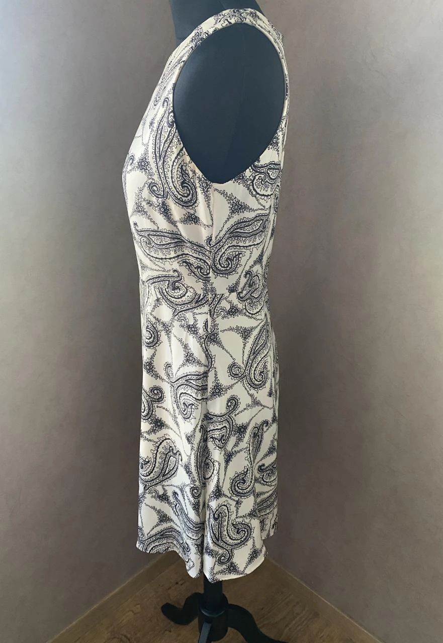 Mango Dress Size 36 Ecru Black Cashmere Print – Fluid Cut, Lined, Elegant – photo 9